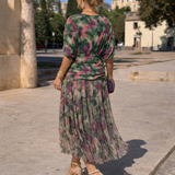 Vestido maxi elegante para fiestas con escote en V
