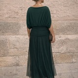 Vestido maxi elegante para fiestas con escote en V