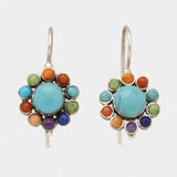 Anete | Pendientes redondos multicolores con adornos de turquesa
