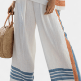 Bruna | Conjunto étnico Margaritas — blanco, azul, naranja