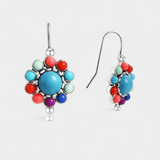 Anete | Pendientes redondos multicolores con adornos de turquesa