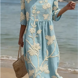 Kimberly | Vestido midi con patrón vegetal y floral