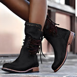 Lenora - Botas retro de salto baixo para mulher