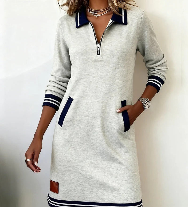 Vestido elegante de algodón con mangas largas