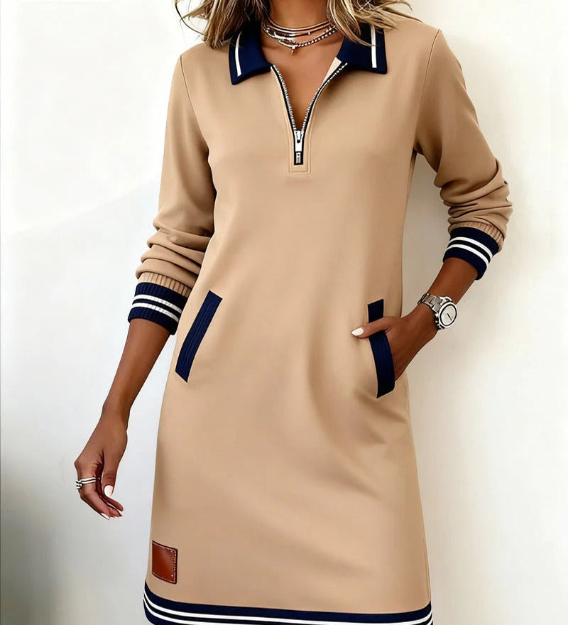 Vestido elegante de algodón con mangas largas