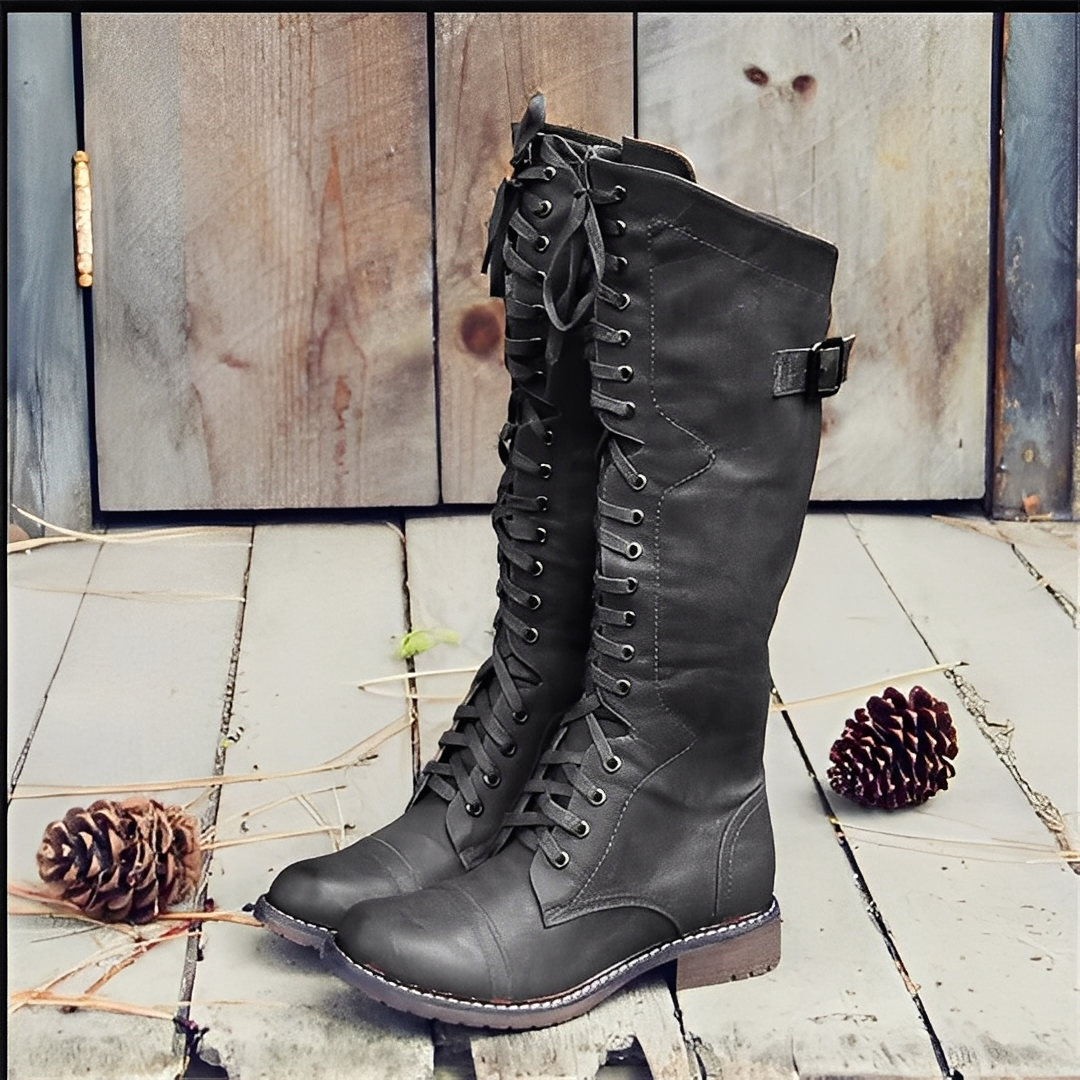 Désirée - Elegantes botins altos com cadarços para mulheres