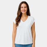 Camiseta femenina fluida con escote en V y manga corta