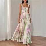 Nina - Vestido largo plisado floral para señora