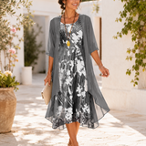 Olivia | Vestido midi floral de señora con escote cuadrado