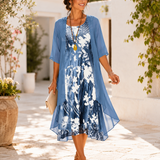 Olivia | Vestido midi floral de señora con escote cuadrado