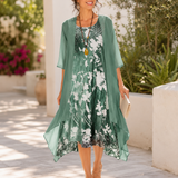 Olivia | Vestido midi floral de señora con escote cuadrado