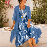 Olivia | Vestido midi floral de señora con escote cuadrado