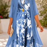 Olivia | Vestido midi floral de señora con escote cuadrado