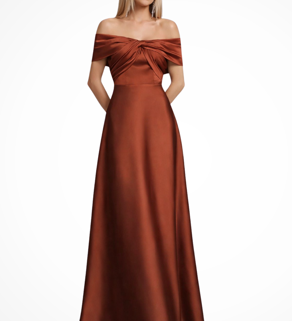 Lauren | Vestido Maxi de Mujer con Hombros Descubiertos y Nudo Retorcido