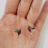 Kolibri | Pendientes elegantes con alas - esmalte y cristales