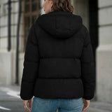 Chaqueta acolchada con capucha para mujer, con bolsillos y cierre frontal