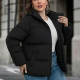 Chaqueta acolchada con capucha para mujer, con bolsillos y cierre frontal