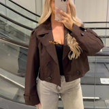Abrigo Trench Corto para Mujer con Doble Botonadura y Cuello de Solapa