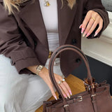Abrigo Trench Corto para Mujer con Doble Botonadura y Cuello de Solapa