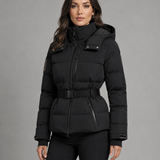 Chaqueta acolchada con capucha para mujer y cintura ceñida