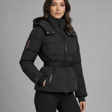 Chaqueta acolchada con capucha para mujer y cintura ceñida