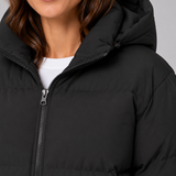 Chaqueta acolchada con capucha para mujer, con cierre frontal y bolsillos