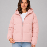Chaqueta acolchada con capucha para mujer, con cierre frontal y bolsillos
