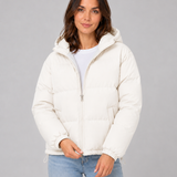 Chaqueta acolchada con capucha para mujer, con cierre frontal y bolsillos