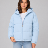 Chaqueta acolchada con capucha para mujer, con cierre frontal y bolsillos