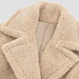 Abrigo de Felpa Teddy Largo para Mujer con Frente Doble Abotonado