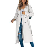 Abrigo Trench Largo Doble Botonadura para Mujer con Cuello de Solapa