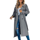 Abrigo Trench Largo Doble Botonadura para Mujer con Cuello de Solapa