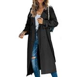 Abrigo Trench Largo Doble Botonadura para Mujer con Cuello de Solapa
