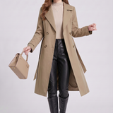 Abrigo Trench Largo para Mujer con Frente de Doble Botón