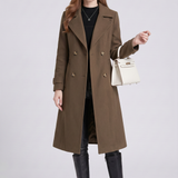 Abrigo Trench Largo para Mujer con Frente de Doble Botón