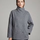 Abrigo Oversized para Mujer con Cuello Alto y Doble Botonadura