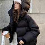 Chaqueta de Puffer Oversized para Mujer con Cremallera delantera y Capucha