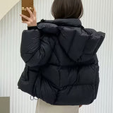 Chaqueta de Puffer Oversized para Mujer con Cremallera delantera y Capucha