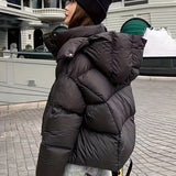 Chaqueta de Puffer Oversized para Mujer con Cremallera delantera y Capucha