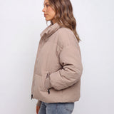 Chaqueta de Puffer Oversized para Mujer con Cuello Alto y Cremallera Frontal