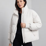 Chaqueta de Puffer Oversized para Mujer con Cuello Alto y Cremallera Frontal