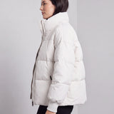 Chaqueta de Puffer Oversized para Mujer con Cuello Alto y Cremallera Frontal