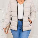 Chaqueta Acolchada para Mujer con Bolsillos con Cremallera y Cuello Alto