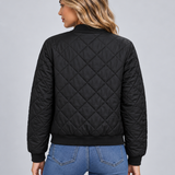 Chaqueta Bomber Acolchada para Mujer con Cierre Frontal y Cuello de Canalé