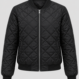 Chaqueta Bomber Acolchada para Mujer con Cierre Frontal y Cuello de Canalé
