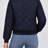 Chaqueta Bomber Acolchada para Mujer con Cierre Frontal y Cuello de Canalé