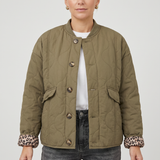 Chaqueta Acolchada para Mujer con Botones y Bolsillos con Solapa