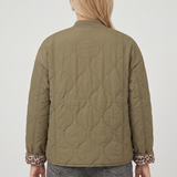 Chaqueta Acolchada para Mujer con Botones y Bolsillos con Solapa