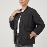 Chaqueta Acolchada para Mujer con Botones y Bolsillos con Solapa