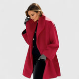 Abrigo Largo Oversized para Mujer con Cuello de Solapa y Botones